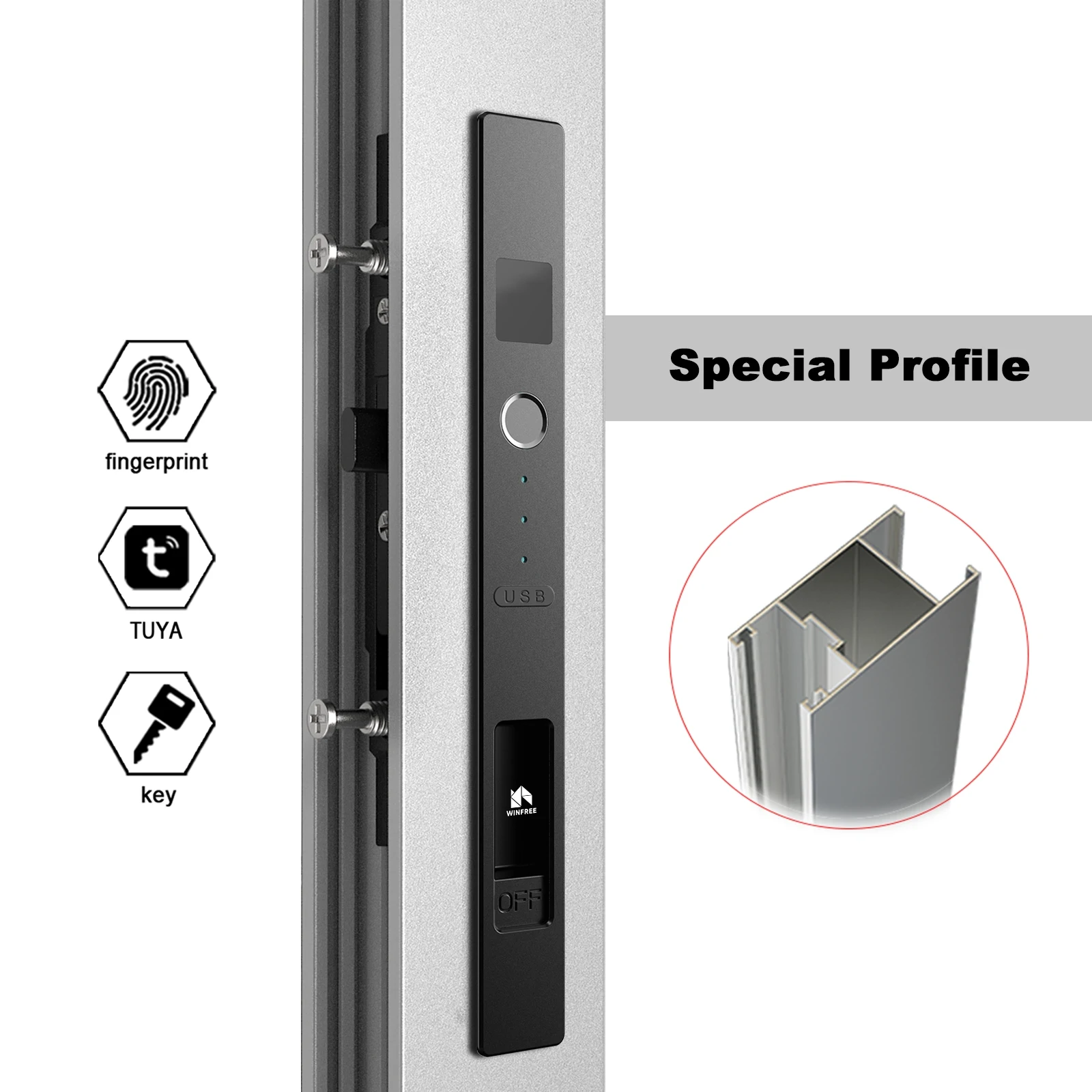 WINFREE Sliding Door Smart Lock Fingerprint Lock Tuya Bluetooth Security Protection Special Aluminiun Profile Door for Garden
WINFREE Sliding Door Smart Lock Fingerprint Lock Tuya Bluetooth Security Protection Special Aluminiun Profile Door for Garden