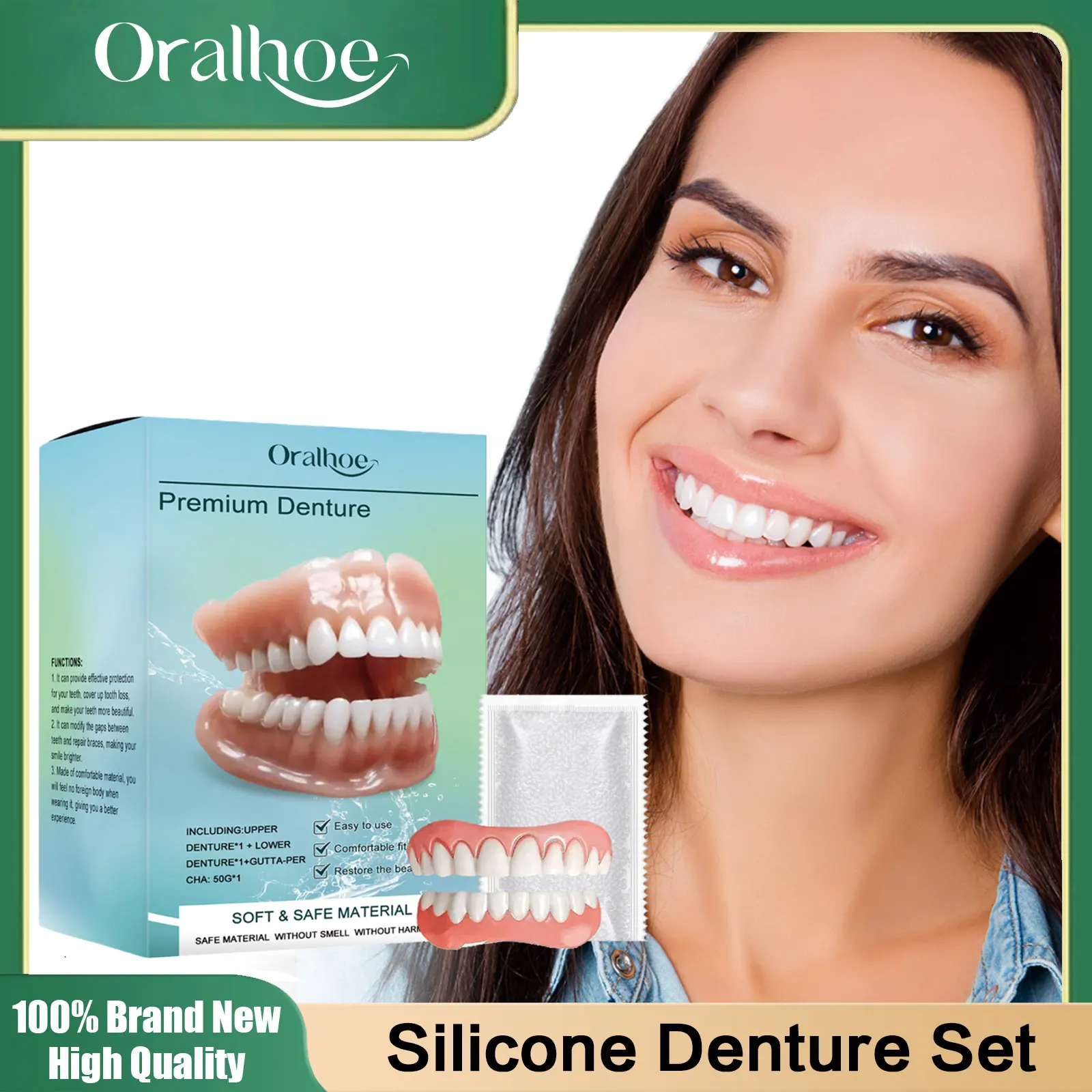 Силиконовые протезы, отсутствие сломанных зубов, временный ремонтный комплект, улучшение темно-желтого укорочения зубных зазоров, натуральные вставные зубы, полный комплект
Силиконовые протезы, отсутствие сломанных зубов, временный ремонтный комплект, улучшение темно-желтого укорочения зубных зазоров, натуральные вставные зубы, полный комплект