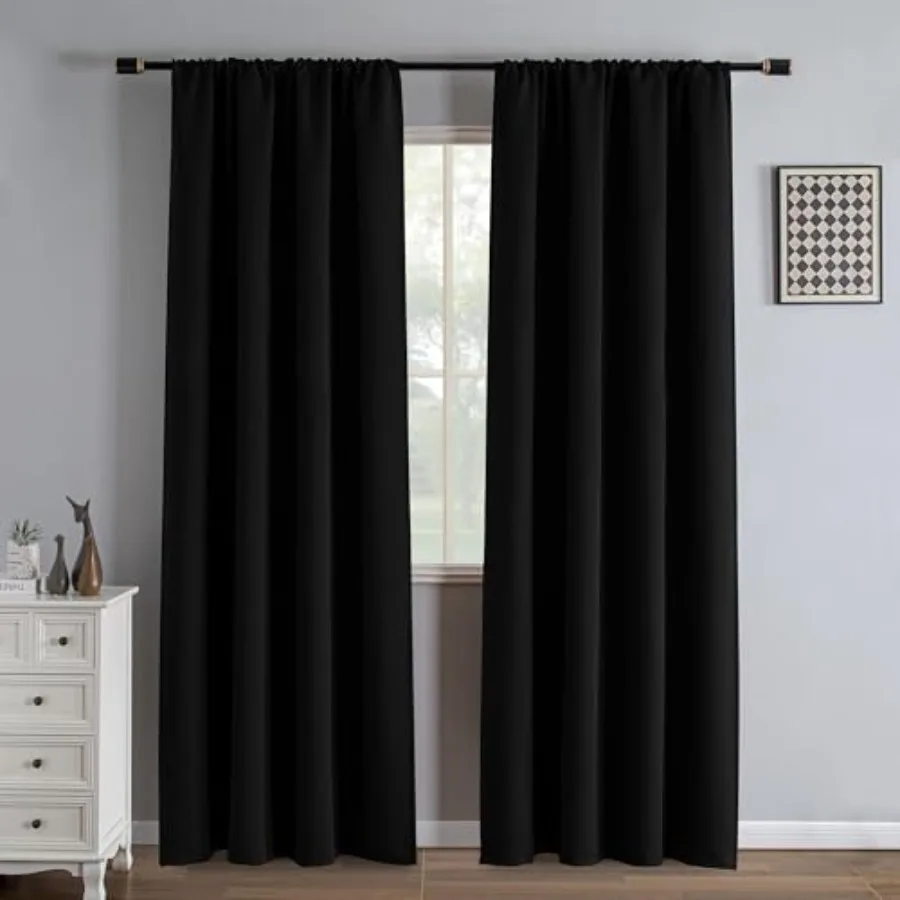 Black 100% Blackout Curtains 84 Inch Length 2 Panels Set, Black Out Curtains for Bedroom 84 Inch Long, Rod Pocket Energy Saving
Black 100% Blackout Curtains 84 Inch Length 2 Panels Set, Black Out Curtains for Bedroom 84 Inch Long, Rod Pocket Energy Saving