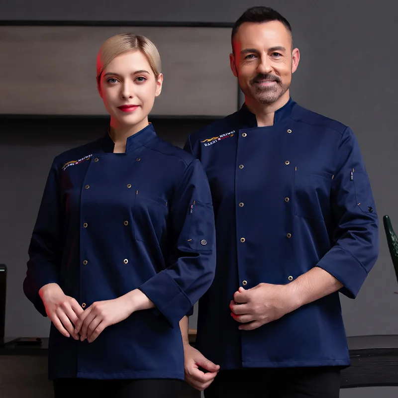 Chef's workwear for men, long-sleeved, for western restaurants, hotels, kitchens, and catering, custom-made for restaurants, aut
Chef's workwear for men, long-sleeved, for western restaurants, hotels, kitchens, and catering, custom-made for restaurants, aut