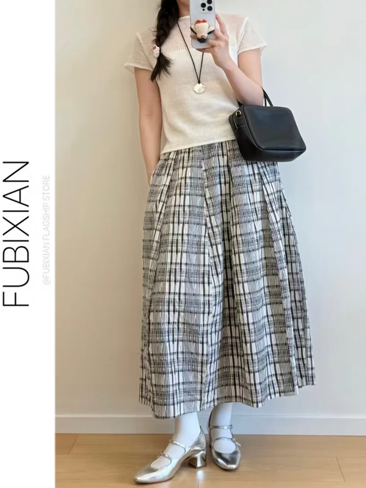 Retro Plaid A-Line Midi Skirt Women's Summer New High Waist Loose Slimming Umbrella Skirt Cotton Polyester Spandex Blend
Retro Plaid A-Line Midi Skirt Women's Summer New High Waist Loose Slimming Umbrella Skirt Cotton Polyester Spandex Blend