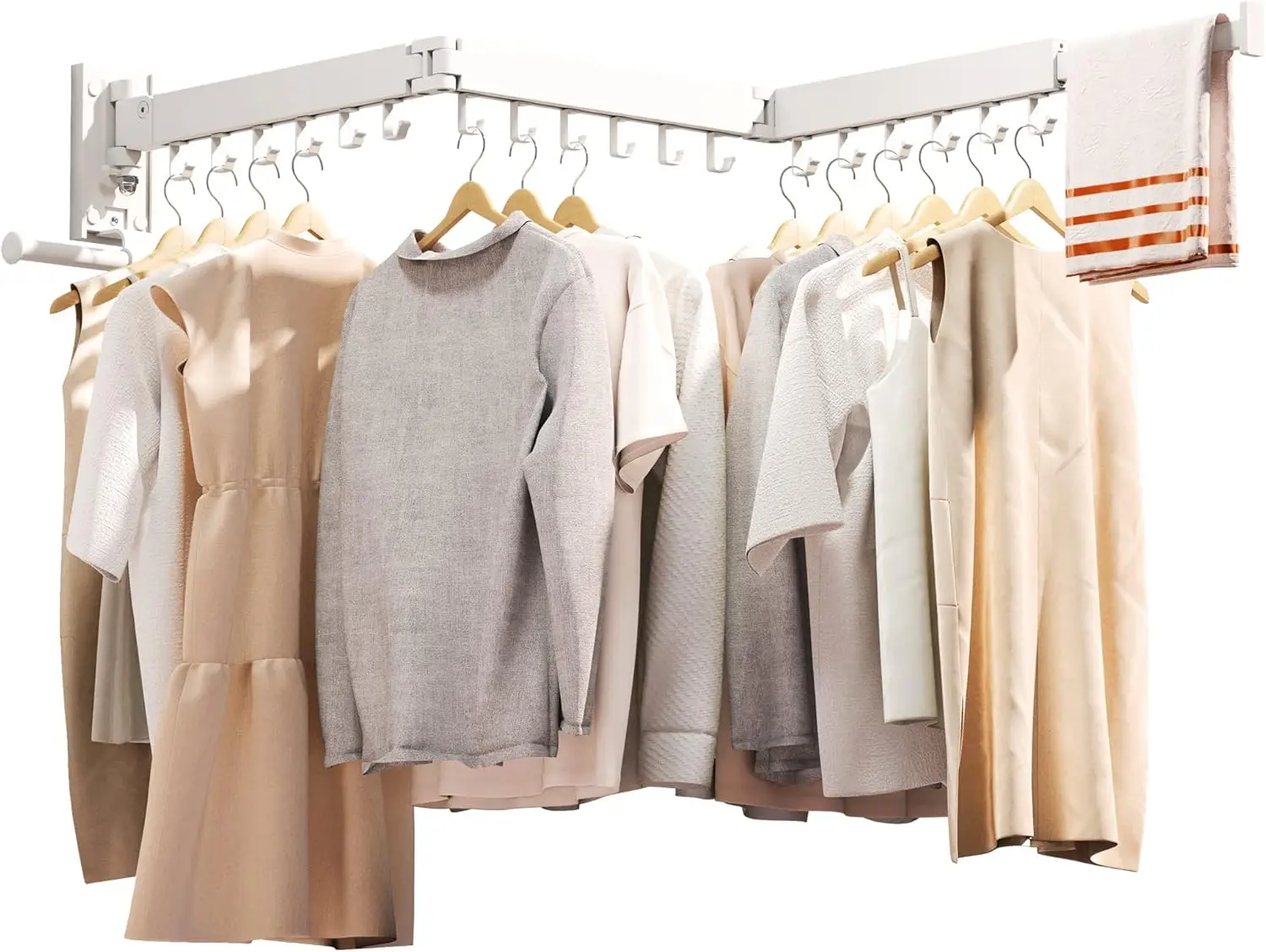 Wall Mounted Retractable Clothes Drying Rack, Collapsible Tri-Fold Space Saver in White
Wall Mounted Retractable Clothes Drying Rack, Collapsible Tri-Fold Space Saver in White