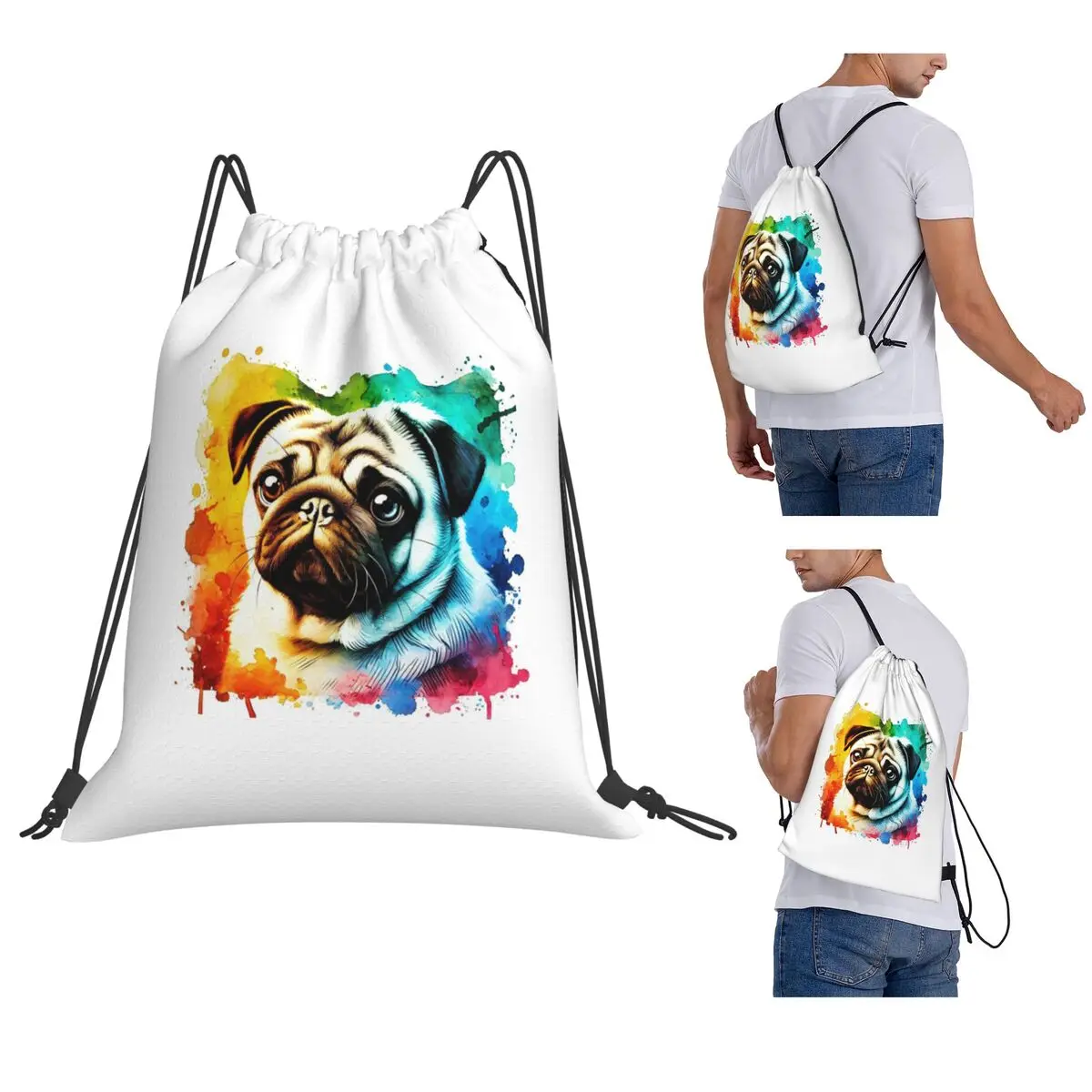 Pug Watercolor Portrait Backpacks Portable Drawstring Bundle Pocket Sundries Bag Book Bags for Man Woman School
Pug Watercolor Portrait Backpacks Portable Drawstring Bundle Pocket Sundries Bag Book Bags for Man Woman School