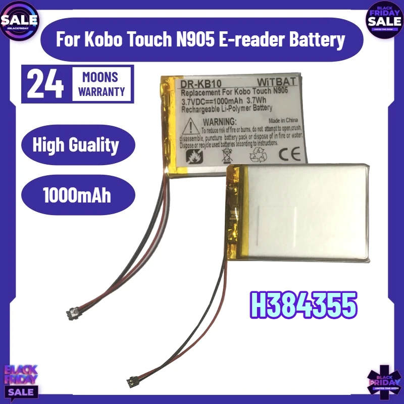 1000mAh DR-KB10 H384355 Battery Suitable for Kobo Touch N905 E-reader Battery
1000mAh DR-KB10 H384355 Battery Suitable for Kobo Touch N905 E-reader Battery