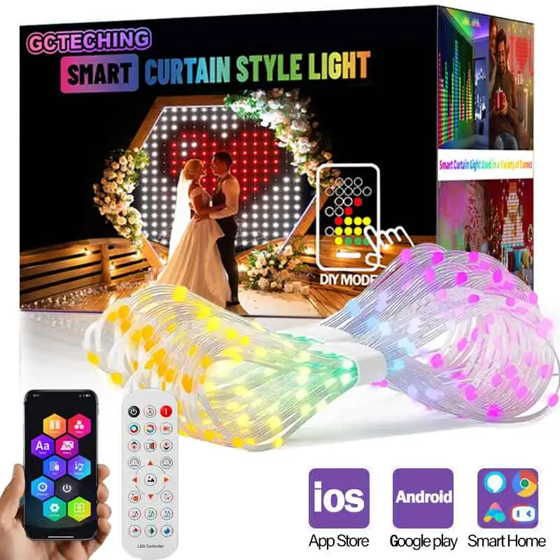 GCTECHING Christmas LED Smart Curtain Lights Room App DIY RGB Fairy Lights Music Window Strip Lights Home Room Decoration
GCTECHING Christmas LED Smart Curtain Lights Room App DIY RGB Fairy Lights Music Window Strip Lights Home Room Decoration