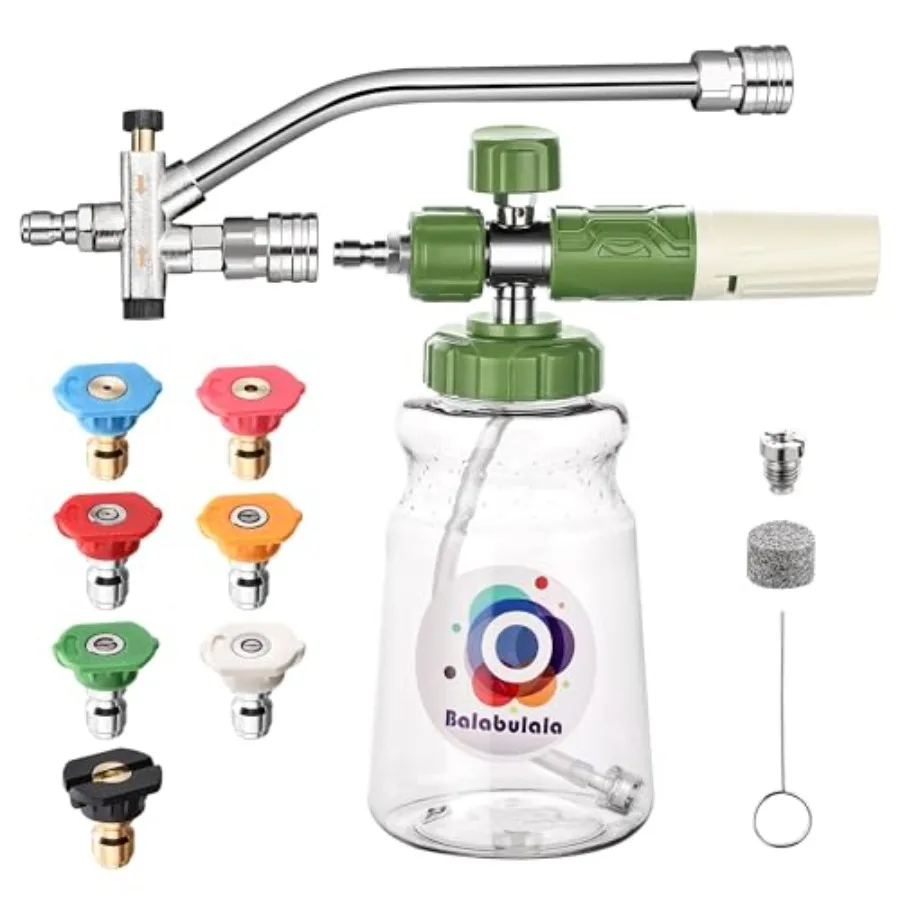 Accessory with Pressure Washer Foam Cannon, Pressure Washer Double Tip Attachment for Foam Blaster with with 5 Power Washer Spr
Accessory with Pressure Washer Foam Cannon, Pressure Washer Double Tip Attachment for Foam Blaster with with 5 Power Washer Spr
