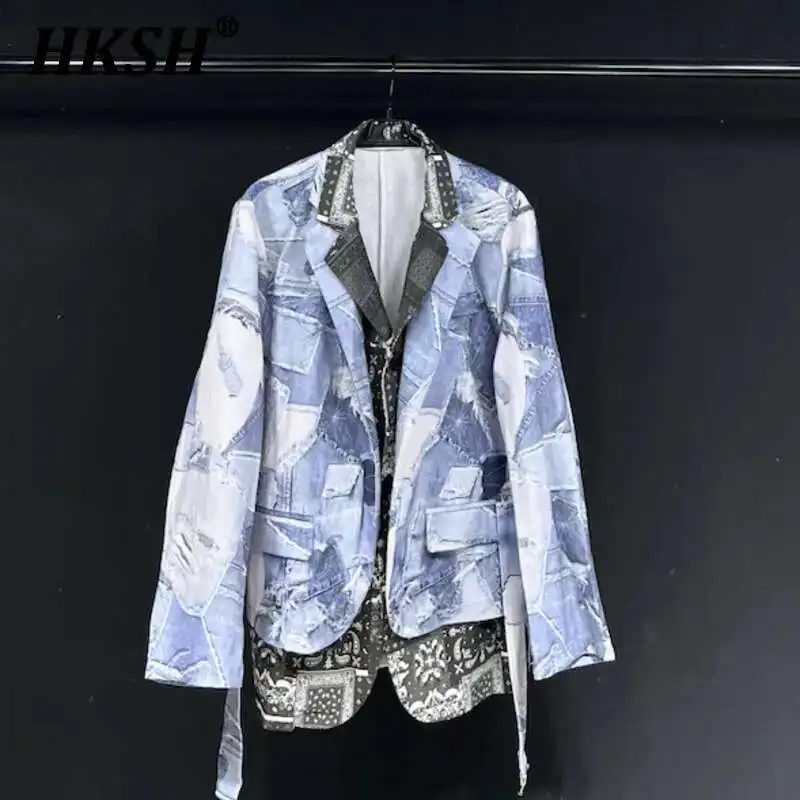 HKSH Autumn New Original Design Denim Print Fake 2 Pieces Light Elegant Blazer Casual Patchwork Jacket Chic Fashion Coats HK2745
HKSH Autumn New Original Design Denim Print Fake 2 Pieces Light Elegant Blazer Casual Patchwork Jacket Chic Fashion Coats HK2745
