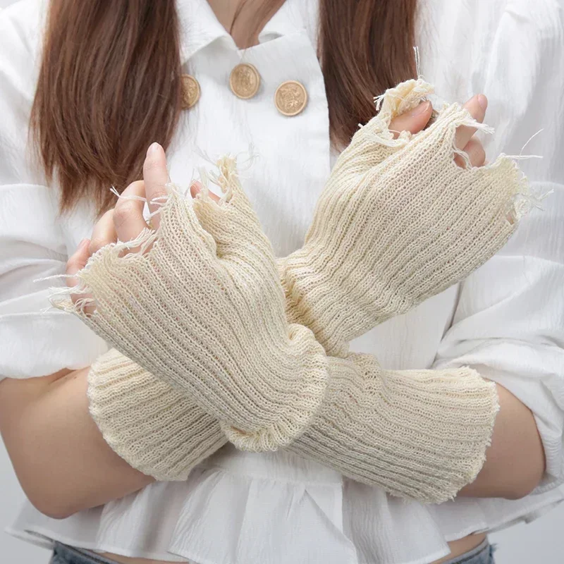 1pair Black Tattered Punk Unisex Fingerless Cuff Knit Gloves Women Men Elbow Length Mittens Broken Stretch Arm Warmer Gloves
1pair Black Tattered Punk Unisex Fingerless Cuff Knit Gloves Women Men Elbow Length Mittens Broken Stretch Arm Warmer Gloves