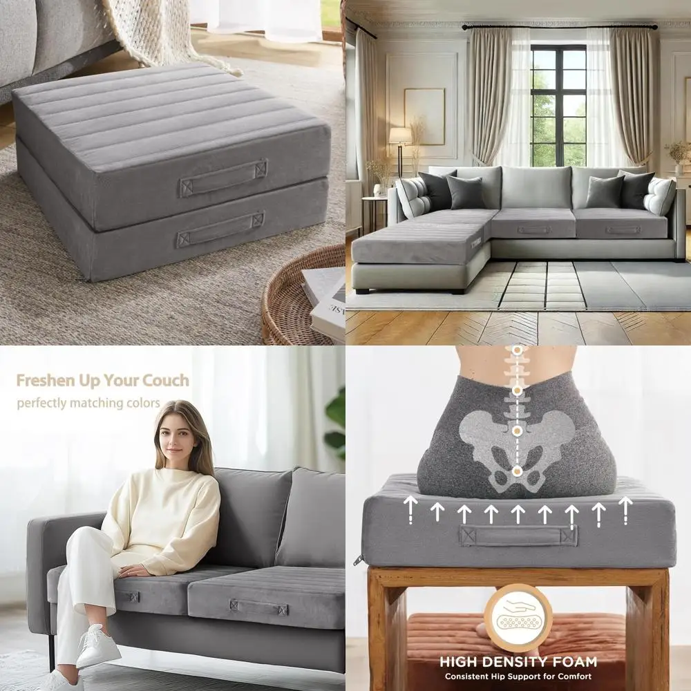 Thick Replacement Couch Cushions in 2 Sets, Upholstery Foam with Washable Covers for Sofa, Chair, and Meditation - 24x24x5 Inche
Thick Replacement Couch Cushions in 2 Sets, Upholstery Foam with Washable Covers for Sofa, Chair, and Meditation - 24x24x5 Inche
