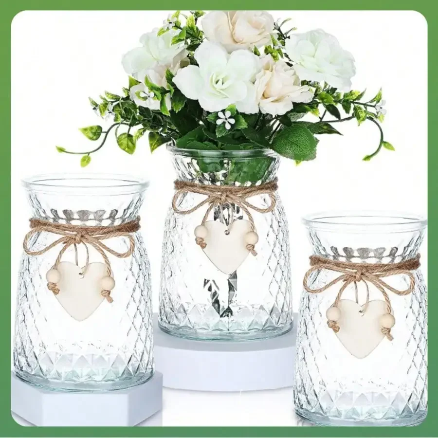 1pc Glass Vase With Wooden Hearts And Rope Modern Clear Textured Flower Vase Home Decor Centerpiece Table Decor Vase (Flowers No
1pc Glass Vase With Wooden Hearts And Rope Modern Clear Textured Flower Vase Home Decor Centerpiece Table Decor Vase (Flowers No