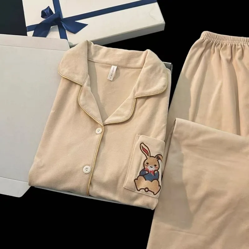 Embroidery Rabbit Sweet Cute 2 PC Set Women's Pajamas Casual Warm Autumn Winter New Sleepwear Set Woman Fashion Soft Loungewear
Embroidery Rabbit Sweet Cute 2 PC Set Women's Pajamas Casual Warm Autumn Winter New Sleepwear Set Woman Fashion Soft Loungewear