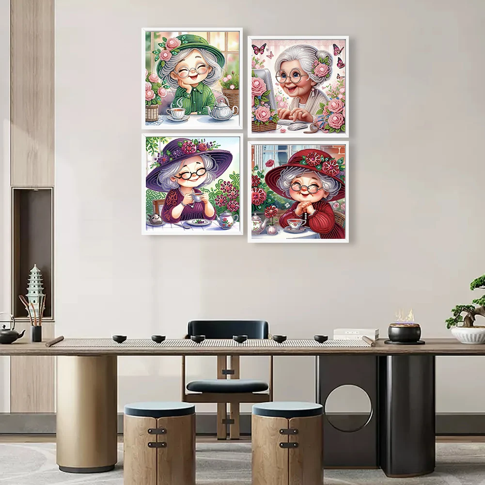 4Pcs 30x30cm Old Lady 5D DIY Special Shape Crystal Partial Diamond Painting Kit
4Pcs 30x30cm Old Lady 5D DIY Special Shape Crystal Partial Diamond Painting Kit