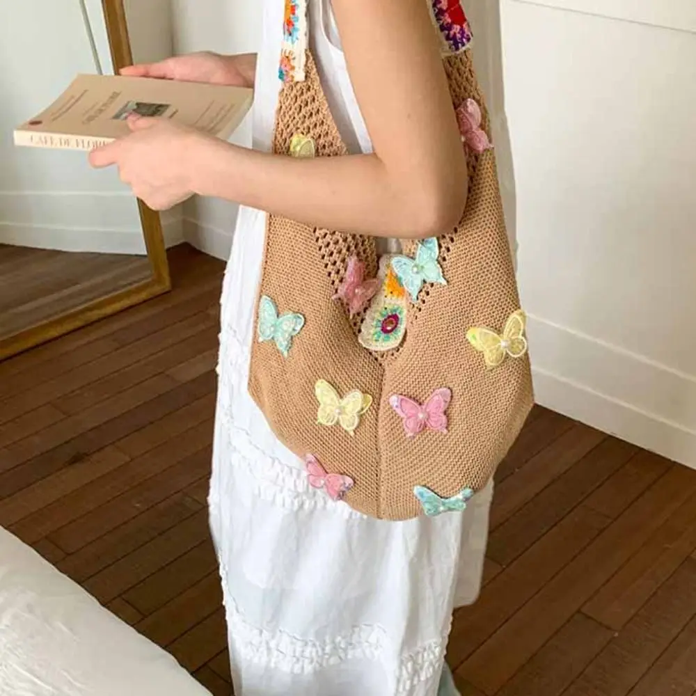 Вязаная сумка с бабочкой, пляжная сумка-тоут, пляжная сумка, большая вместительная полая сумка на плечо в богемном стиле для девочек
Вязаная сумка с бабочкой, пляжная сумка-тоут, пляжная сумка, большая вместительная полая сумка на плечо в богемном стиле для девочек