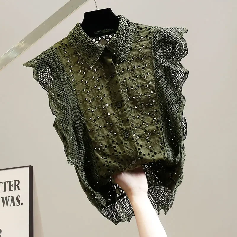 Корейская мода Blusas Mujer, весенне-летние элегантные рубашки, кружевные блузки с вырезами, женские топы, однотонные винтажные оборки
Корейская мода Blusas Mujer, весенне-летние элегантные рубашки, кружевные блузки с вырезами, женские топы, однотонные винтажные оборки