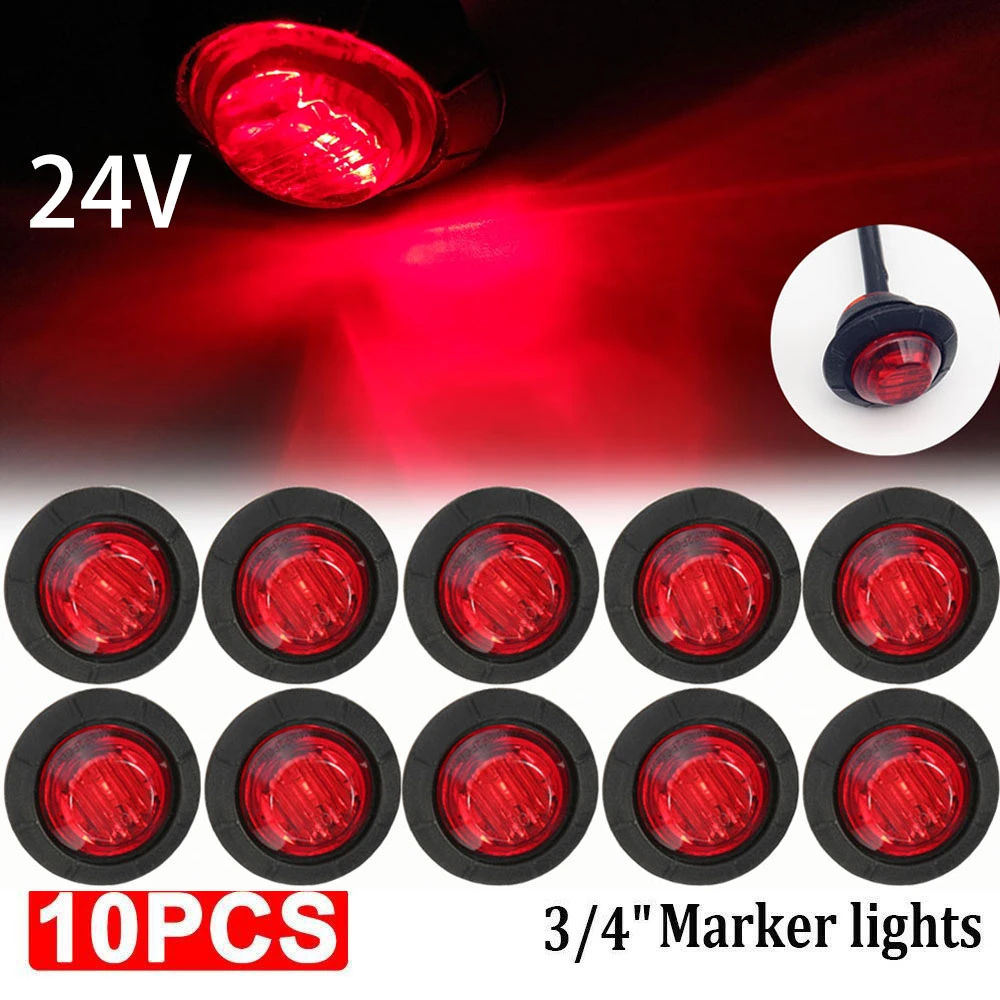 10pcs Waterproof 24V 3LED 3/4" Round Trailer Side Marker Lights Front Rear Trucks Clearance Lights Lamp Bullet Red
10pcs Waterproof 24V 3LED 3/4" Round Trailer Side Marker Lights Front Rear Trucks Clearance Lights Lamp Bullet Red