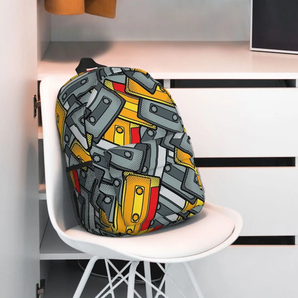 Compact Cassette Cartoon Pattern Backpack Student BookBag Children School Bag Laptop Shoulder Bags for Men Women
Compact Cassette Cartoon Pattern Backpack Student BookBag Children School Bag Laptop Shoulder Bags for Men Women
