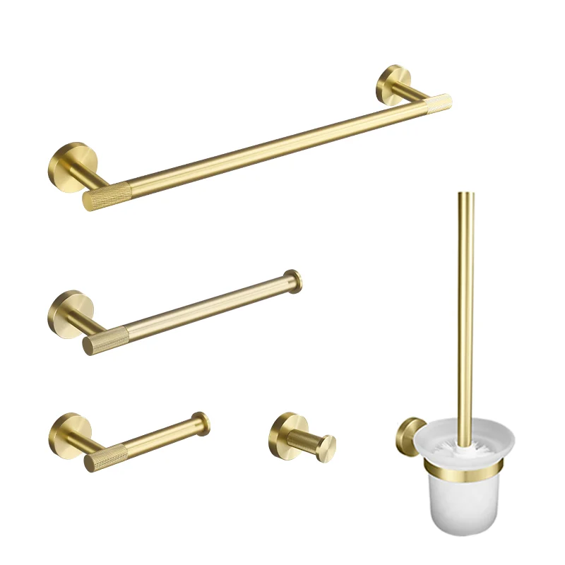High Quality Brushed Gold Brass Knurling Wall Mount Bathroom Accessories Hand Towel Bar Rack Toilet Roll Paper Holder Robe Hook
High Quality Brushed Gold Brass Knurling Wall Mount Bathroom Accessories Hand Towel Bar Rack Toilet Roll Paper Holder Robe Hook