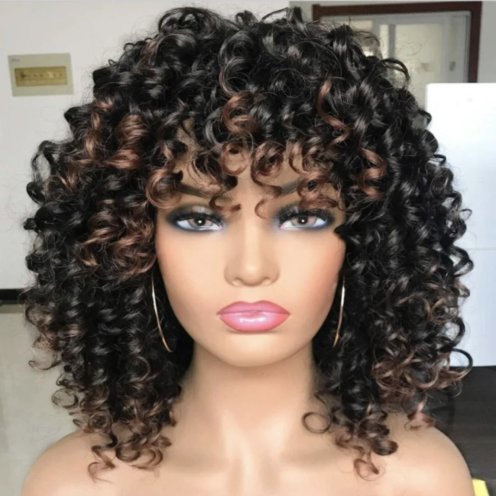 Short Curly Afro Wigs for Black Women Fashion Kinky Curly Wig with Bangs Synthetic Fiber Natural Looking Wig for Daily Wear
Short Curly Afro Wigs for Black Women Fashion Kinky Curly Wig with Bangs Synthetic Fiber Natural Looking Wig for Daily Wear