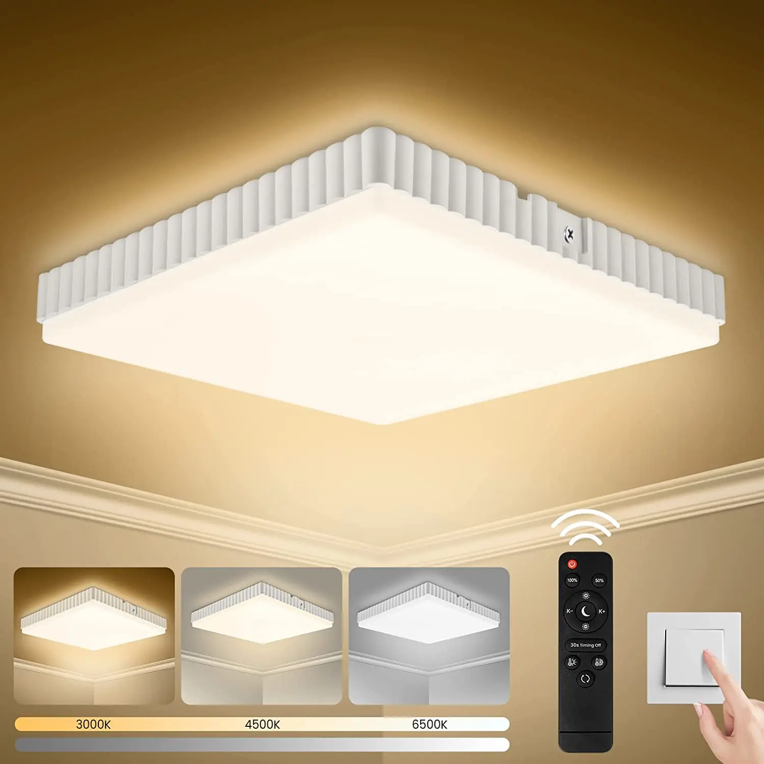 24W Square Modern Led Ceiling Lamps Dimmable Remote Control Led Ceiling Light for Living Room Home Bedroom Indoor Lighting
24W Square Modern Led Ceiling Lamps Dimmable Remote Control Led Ceiling Light for Living Room Home Bedroom Indoor Lighting