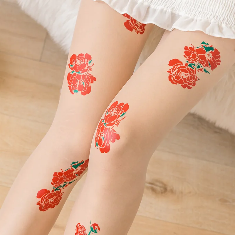 Women Printed New Peony Flower Pattern Pantyhose Floral Non laddering fabric tights Style Silk Stockings Not Hook Matching Skirt
Women Printed New Peony Flower Pattern Pantyhose Floral Non laddering fabric tights Style Silk Stockings Not Hook Matching Skirt
