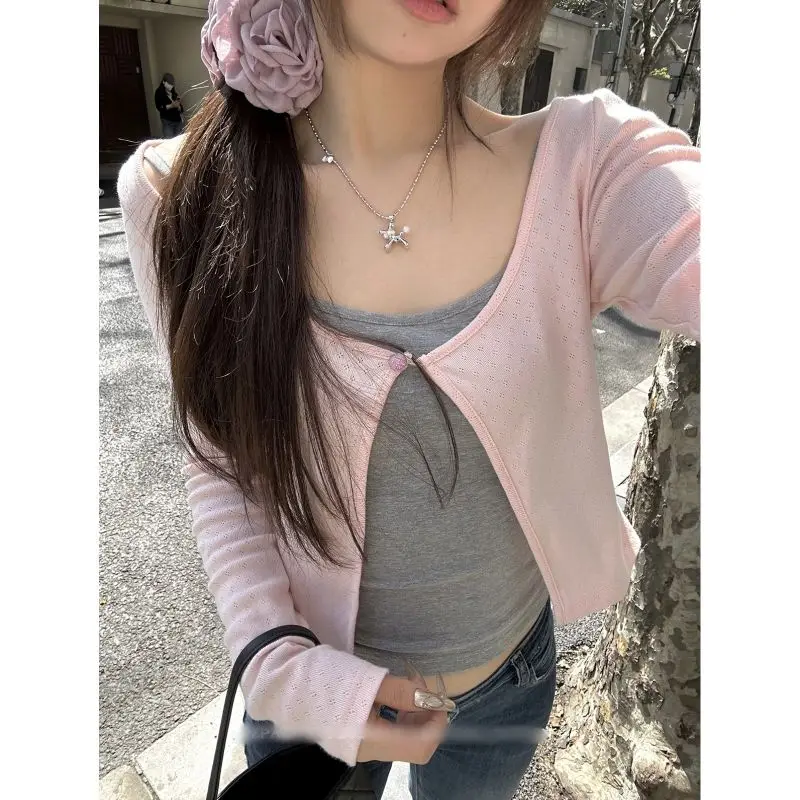 Sweet Fairy Solid One-button Crop Cardigan Harajuku Tops + Grunge Slim Tank Top Women Autumn Winter Y2k Aesthetic Two Pieces Set
Sweet Fairy Solid One-button Crop Cardigan Harajuku Tops + Grunge Slim Tank Top Women Autumn Winter Y2k Aesthetic Two Pieces Set