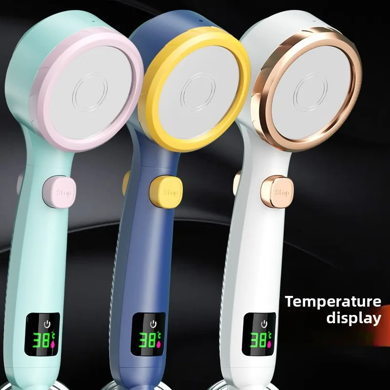 Temperature Display Supercharged Four-speed Shower Head Shower Rain Bath High Pressure Handheld Shower Rinse Showerhead
Temperature Display Supercharged Four-speed Shower Head Shower Rain Bath High Pressure Handheld Shower Rinse Showerhead