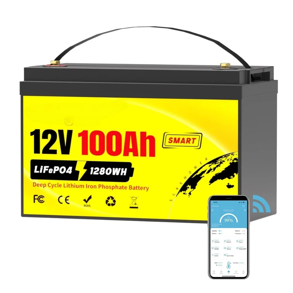 12v 100ah LiFePO4 Battery Bluetooth group 31 with 100A BMS, Low-temp Protection, Max 1280W Power, Rechargeable Deep, Customized
12v 100ah LiFePO4 Battery Bluetooth group 31 with 100A BMS, Low-temp Protection, Max 1280W Power, Rechargeable Deep, Customized