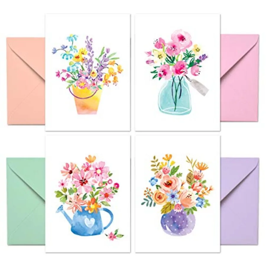 Blank Cards with Envelopes - 24 Floral Empty pamphlets with covers 4 Assorted Note Paper for All Occasions! Empty decor sheets
Blank Cards with Envelopes - 24 Floral Empty pamphlets with covers 4 Assorted Note Paper for All Occasions! Empty decor sheets