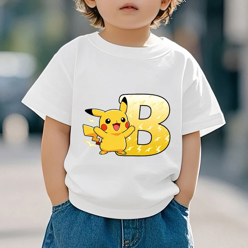 Cute Pokemon T-shirt Letter A-Z Printed Short Sleeve Summer Boys Girls Birthday Clothes Gift Cartoon Outdoor Wear Toddler Tops
Cute Pokemon T-shirt Letter A-Z Printed Short Sleeve Summer Boys Girls Birthday Clothes Gift Cartoon Outdoor Wear Toddler Tops