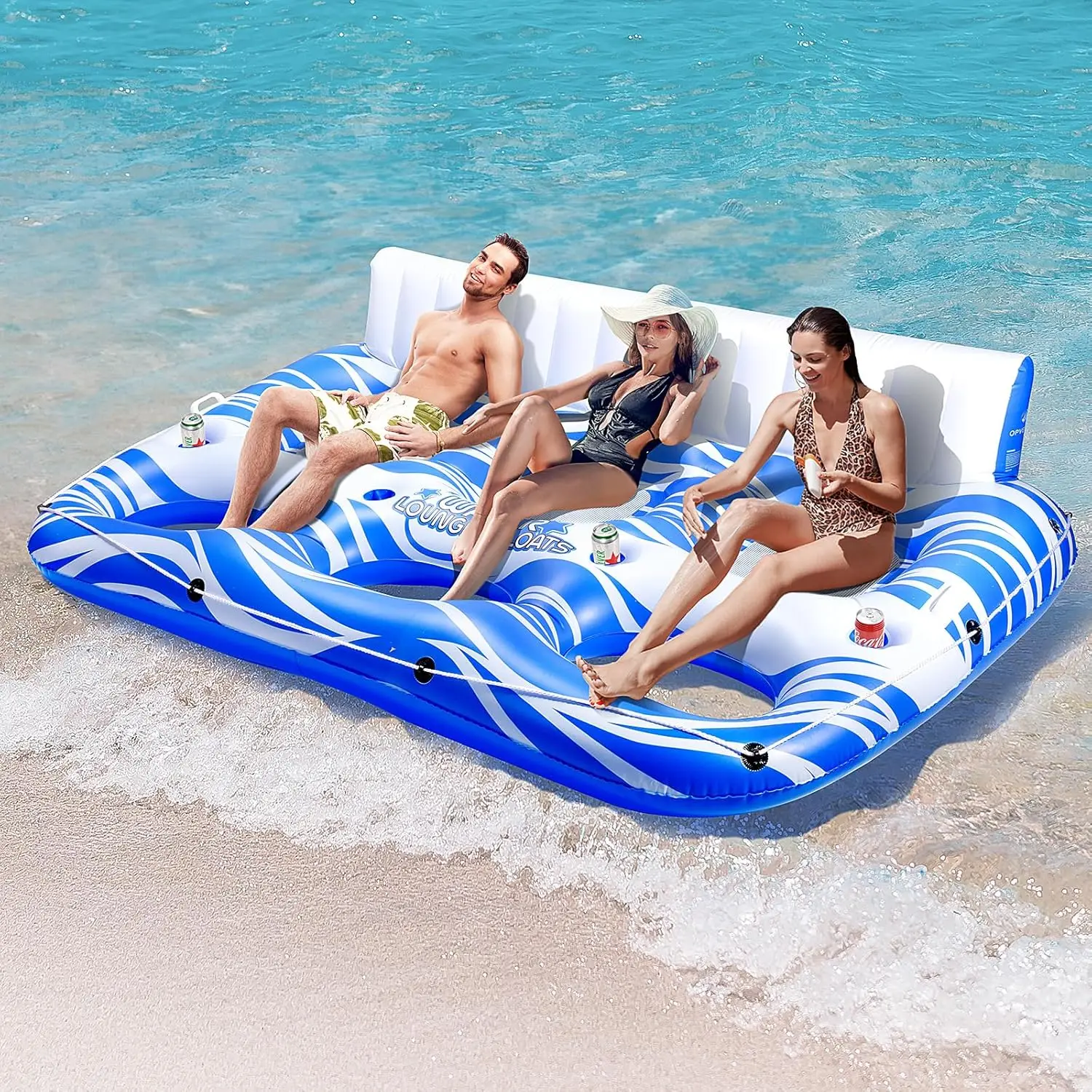 Large Pool Lounger for Adults, 3-Person Inflatable Float with Cup Holders, Backrest & Footrest, Supports 900 lbs
Large Pool Lounger for Adults, 3-Person Inflatable Float with Cup Holders, Backrest & Footrest, Supports 900 lbs