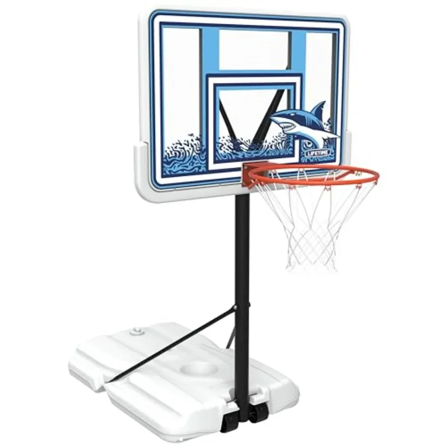 Poolside Portable Basketball Hoop, 44-Inch Fusion Backboard for outdoor use, durable polyethylene material, blue and white colo
Poolside Portable Basketball Hoop, 44-Inch Fusion Backboard for outdoor use, durable polyethylene material, blue and white colo