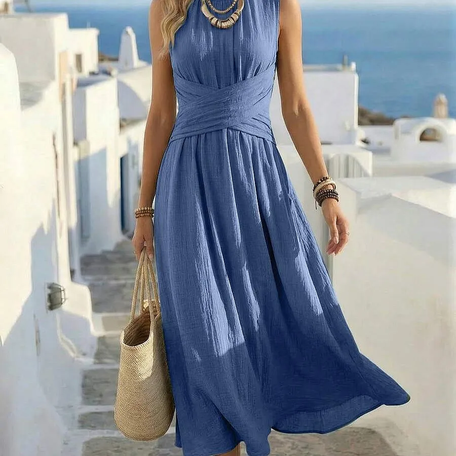 Women's Sleeveless Casual Dress Olive Green Wrap Waist Minimalist Dresses Spring Summer
Women's Sleeveless Casual Dress Olive Green Wrap Waist Minimalist Dresses Spring Summer