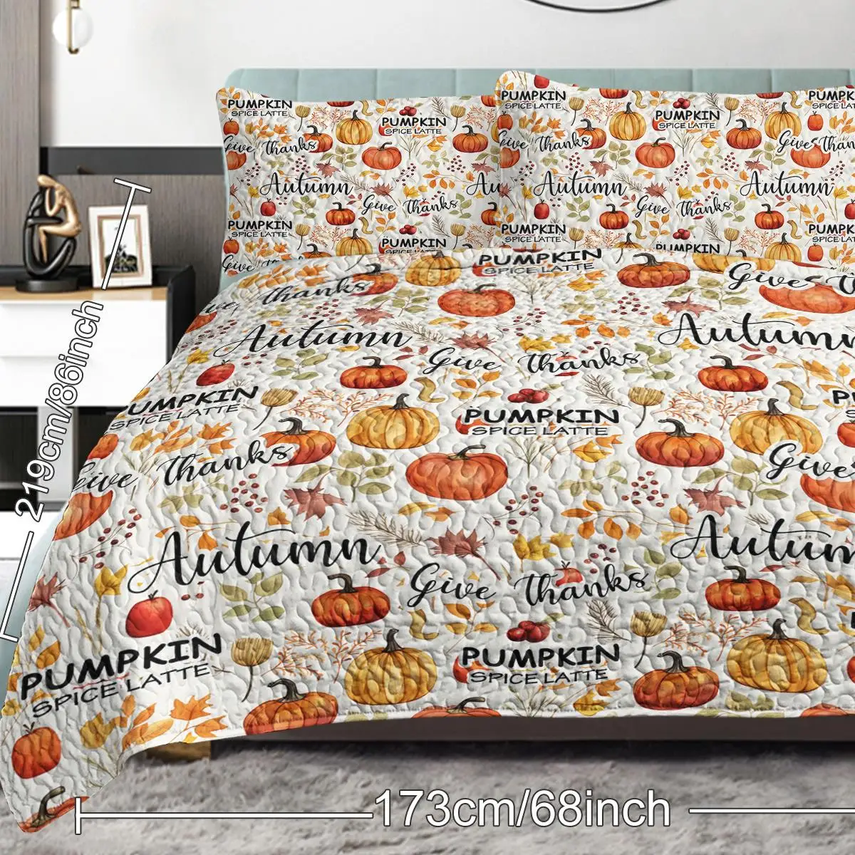 Pumpkin Autumn Leaves Design Quilt Set 3 Pieces Queen Size All Seasons Bedding Quilt Bed Set with 2 Pillowcases for kids Teens
Pumpkin Autumn Leaves Design Quilt Set 3 Pieces Queen Size All Seasons Bedding Quilt Bed Set with 2 Pillowcases for kids Teens