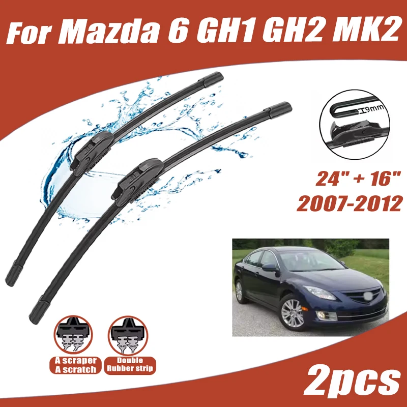 2Pcs 24"+16" Front Windshield Wiper Blades For Mazda 6 GH1 GH2 MK2 2007-2012 Quiet Durable Windscreen Wipers Car Accessories
2Pcs 24"+16" Front Windshield Wiper Blades For Mazda 6 GH1 GH2 MK2 2007-2012 Quiet Durable Windscreen Wipers Car Accessories