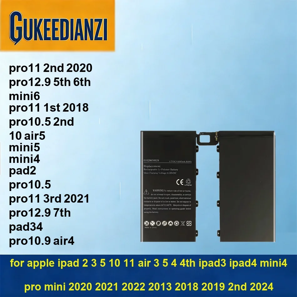 For Apple iPad 2 3 5 10 11 Air 3 5 4 4TH IPAD3 IPAD4 MINI4 Pro Mini 2020 2021 2022 2013 2018 2019 2ND 2024 PAD34 PAD2 Battery
For Apple iPad 2 3 5 10 11 Air 3 5 4 4TH IPAD3 IPAD4 MINI4 Pro Mini 2020 2021 2022 2013 2018 2019 2ND 2024 PAD34 PAD2 Battery