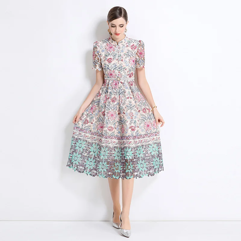 High end Elegant Dress For Women Summer Fashion Short Sleeve Hook Flower Hollow Lace Slim Long Dress Light Luxury Party Dress
High end Elegant Dress For Women Summer Fashion Short Sleeve Hook Flower Hollow Lace Slim Long Dress Light Luxury Party Dress