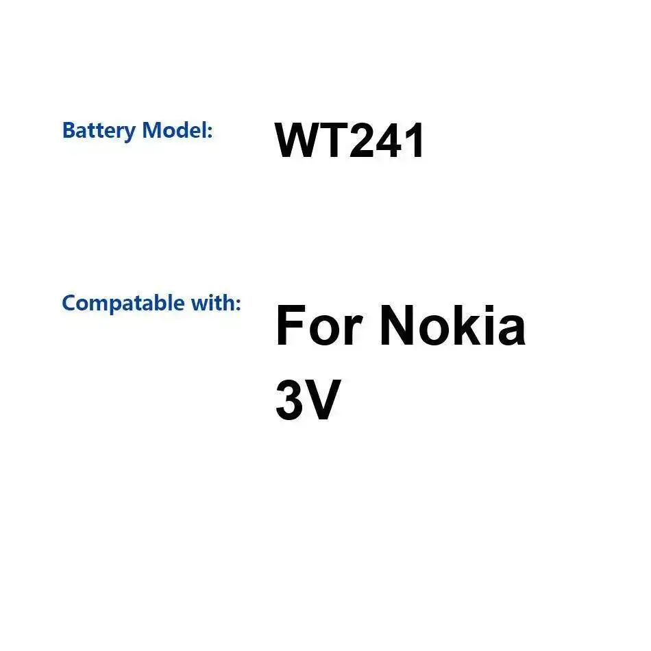 Для Nokia 3V 4000 мАч аккумулятор мобильного телефона WT241 Премиум замена долговечный
Для Nokia 3V 4000 мАч аккумулятор мобильного телефона WT241 Премиум замена долговечный