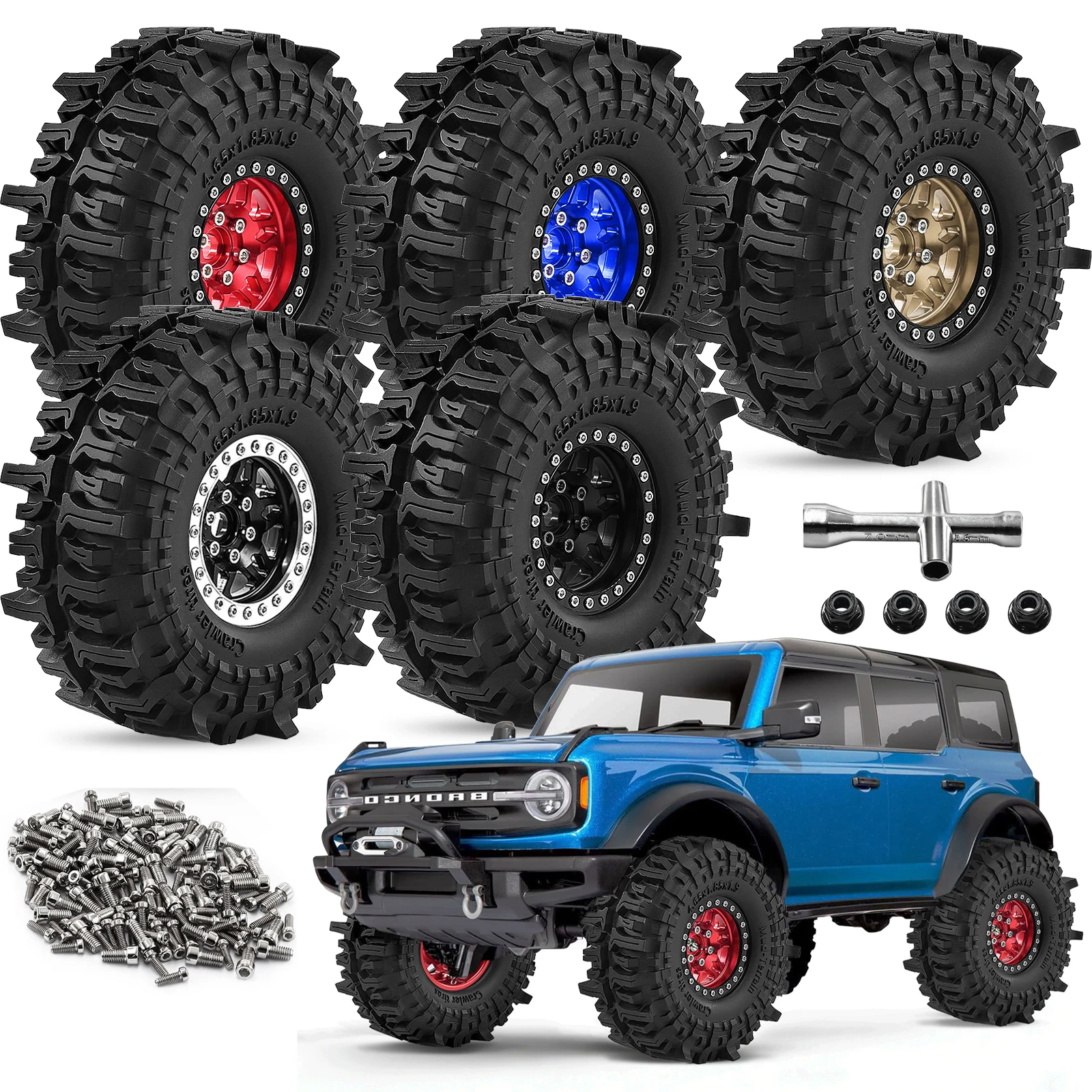 4pcs Metal 1.9 inch Beadlock Wheel & Tire with 12mm Hex for 1/10 Axial SCX10 II III D90 TRX4 RC4WD Redcat Gen8 RC Crawler Car
4pcs Metal 1.9 inch Beadlock Wheel & Tire with 12mm Hex for 1/10 Axial SCX10 II III D90 TRX4 RC4WD Redcat Gen8 RC Crawler Car