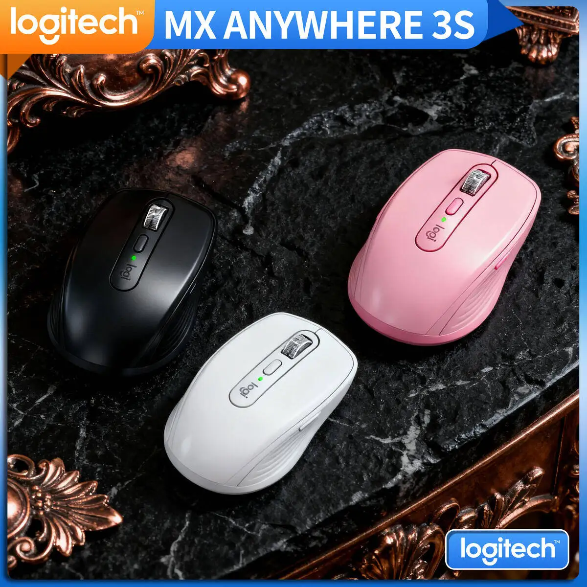 Logitech MX Anywhere 3S Ultra Responsive Mouse Wireless Dual Mode High Precision Sensor for Laptop Desktop Office