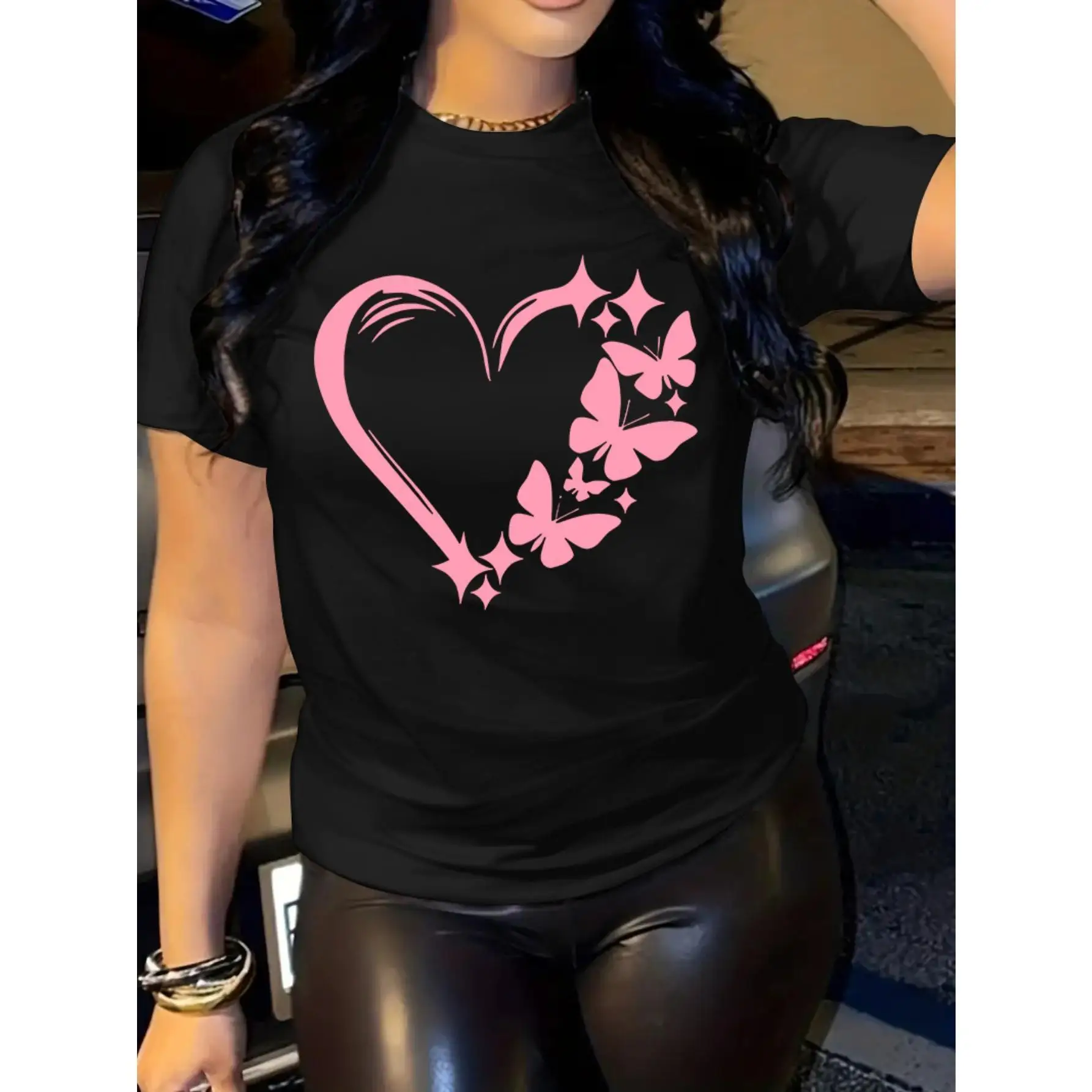Love Butterfly of 100% pure, soft and comfortable home casual printed T-shirt, casual short sleeved T-shirt - comfortable
Love Butterfly of 100% pure, soft and comfortable home casual printed T-shirt, casual short sleeved T-shirt - comfortable