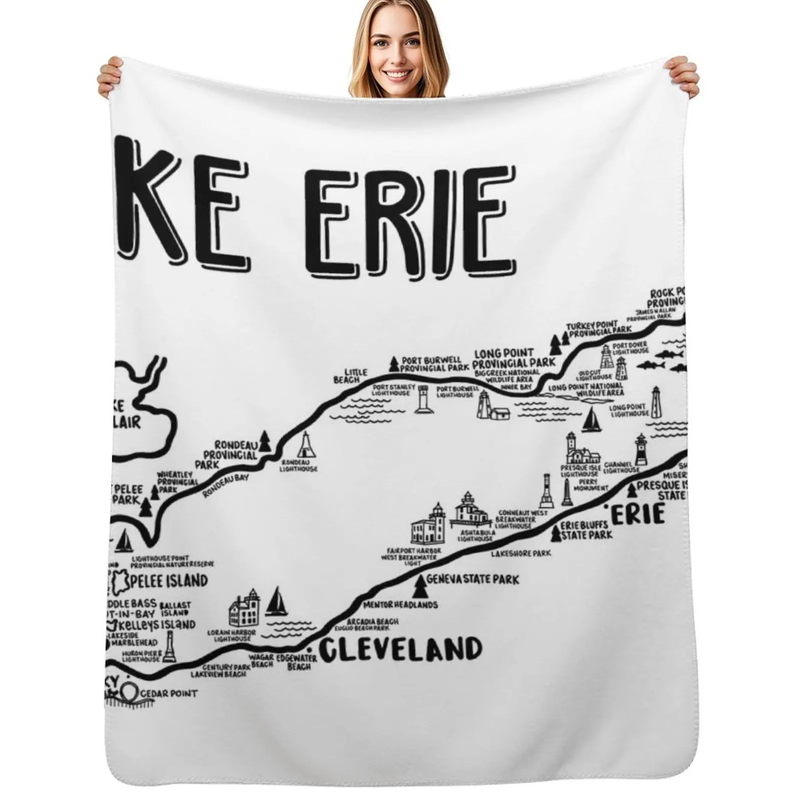 Lake Erie Map Throw Blanket Cozy Napping Blanket Gift for Mom Dad
Lake Erie Map Throw Blanket Cozy Napping Blanket Gift for Mom Dad