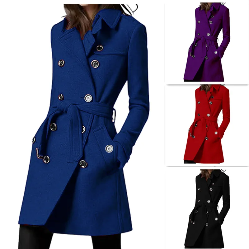 Autumn and Winter New Long Woolen Women's Coat with Waist Lace-up and Double-breasted Jacket
Autumn and Winter New Long Woolen Women's Coat with Waist Lace-up and Double-breasted Jacket