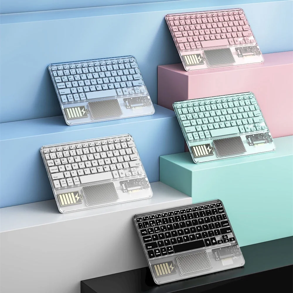 NEW Wireless Touch Keyboard Backlit Keyboard RGB Keypad Transparent Crystal Bluetooth Keyboard Universal For Laptop Desktop PC
NEW Wireless Touch Keyboard Backlit Keyboard RGB Keypad Transparent Crystal Bluetooth Keyboard Universal For Laptop Desktop PC