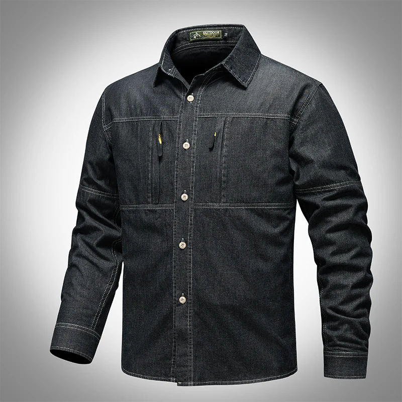 Men's Denim Shirt High Quality Cotton Men Tactical Cargo Shirt Work Wear Jacket Loose Casual Long Sleeve Fishing Clothes
Men's Denim Shirt High Quality Cotton Men Tactical Cargo Shirt Work Wear Jacket Loose Casual Long Sleeve Fishing Clothes
