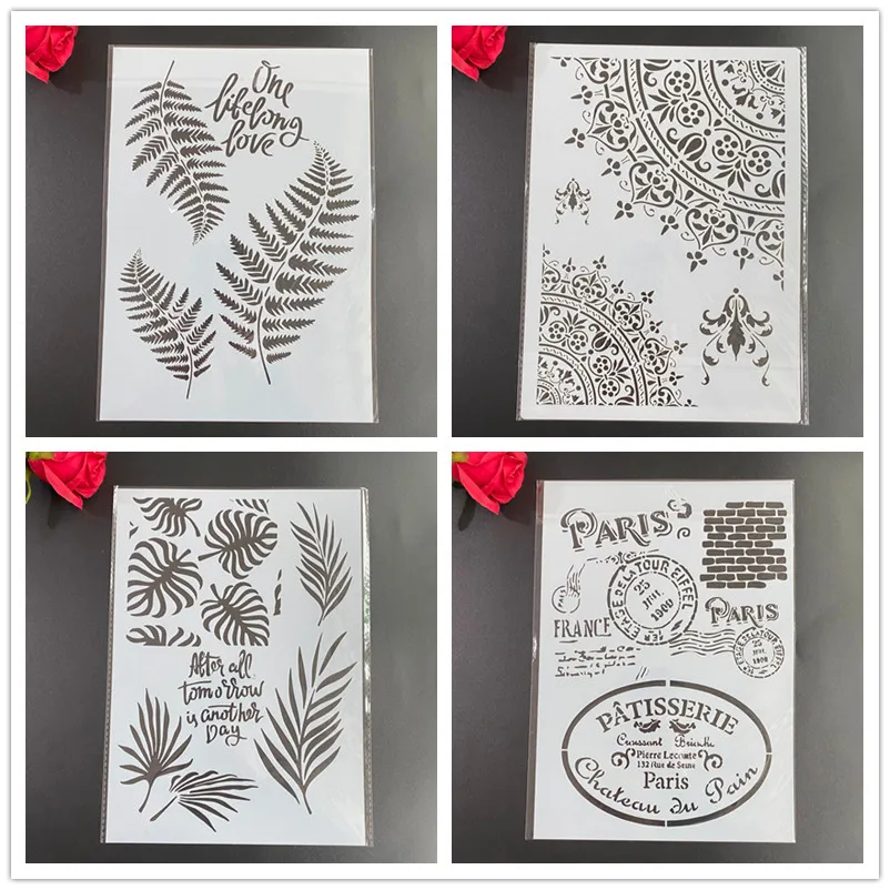 4pcs / set A4 Mandala Leaves Stencils Painting Coloring Embossing Scrapbook Album Decorative Template stencil cake stencil
4pcs / set A4 Mandala Leaves Stencils Painting Coloring Embossing Scrapbook Album Decorative Template stencil cake stencil