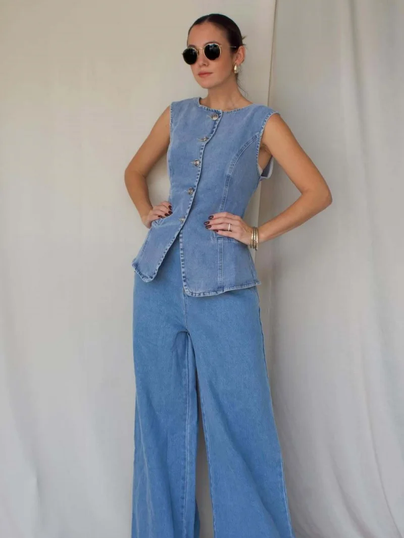 Fashion Denim 2 Piece Sets Women Outfits Autumn Clothing Women 2026 Sleeveless Top Straight Jeans Pants Suits Cowboy Woman Sets
Fashion Denim 2 Piece Sets Women Outfits Autumn Clothing Women 2026 Sleeveless Top Straight Jeans Pants Suits Cowboy Woman Sets