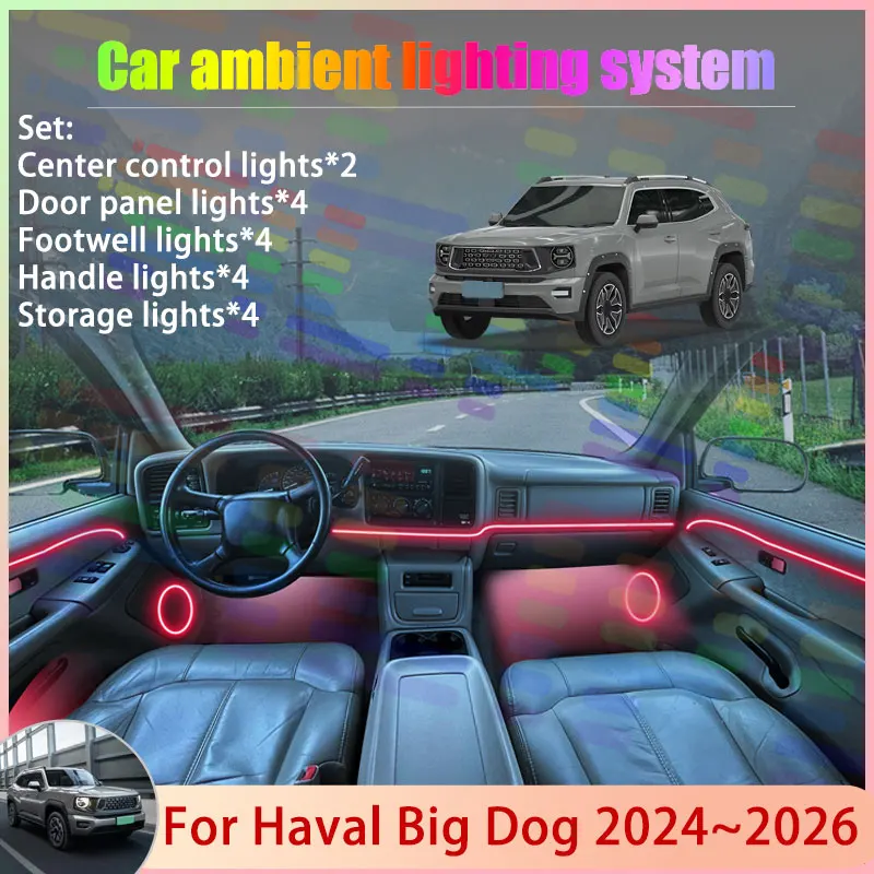 Для Haval Big Dog 2024 2025 2026 MK2 2/18 в 1, автомобильная атмосферная лампа, абажур RGB, ансамбль, стример, атмосферный набор, автозапчасти
Для Haval Big Dog 2024 2025 2026 MK2 2/18 в 1, автомобильная атмосферная лампа, абажур RGB, ансамбль, стример, атмосферный набор, автозапчасти
