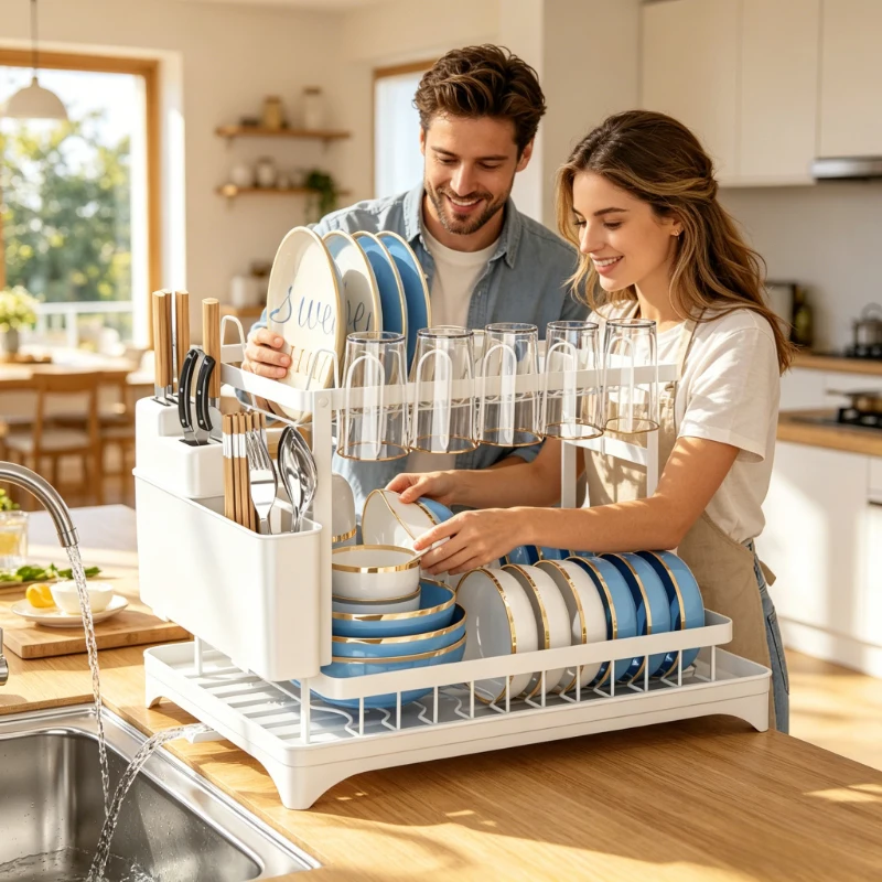 Large-Capacity 2-Tier Kitchen Storage Rack Lockable Metal Tableware Stand Drainage Kitchen Organizer
Large-Capacity 2-Tier Kitchen Storage Rack Lockable Metal Tableware Stand Drainage Kitchen Organizer