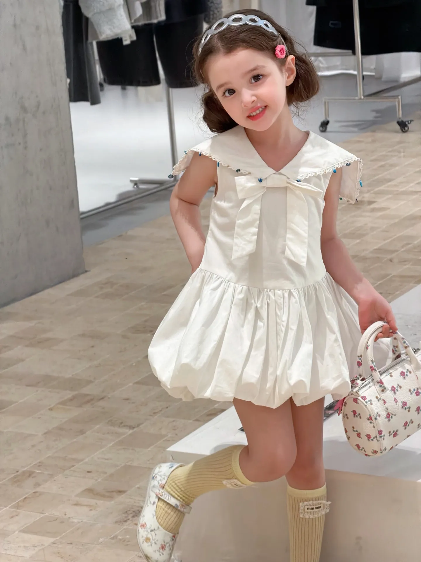 Summer Baby Girls Cotton Stylish White Sequined Bow Sailor Collar Bubble Skirt Kids Sweet Dresses Children Vacation Outfit 1-9Yr
Summer Baby Girls Cotton Stylish White Sequined Bow Sailor Collar Bubble Skirt Kids Sweet Dresses Children Vacation Outfit 1-9Yr