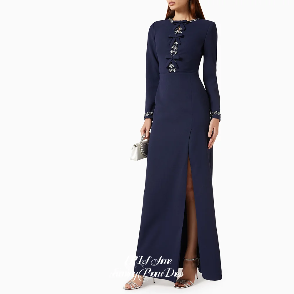 IRIS Elegant Luxury Long Sleeve O-Neck High Front Slit Formal Wedding Guest Evening Gowns for Women 2026 Customized
IRIS Elegant Luxury Long Sleeve O-Neck High Front Slit Formal Wedding Guest Evening Gowns for Women 2026 Customized